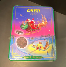 Oreo 1995 “Unlock the Magic” Christmas Advertising Tin Santa Sleigh Sealed New picture