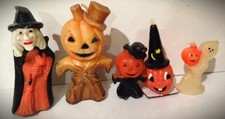Vintage Gurley Halloween Candle Lot Witch Pumpkin Scarecrow Ghost picture