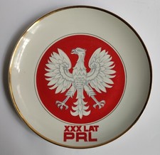 POLISH COMMEMORATIVE PORCELAIN PLATE-30 YEARS PEOPLE'S REPUBLIC POLAND-CHODZIEZ picture
