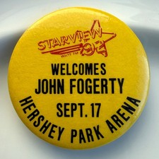 RARE Vintage JOHN FOGERTY 9/17/86 Hershey PA concert promo pin button badge 1.7