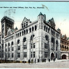 c1910s Montreal QC Windsor Street Station CPR HQ Railway Postcard Posted A40 picture