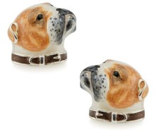 SATURNO Silver and Enamel BULLDOG CUFFLINKS - Hallmarked Sterling Silver picture