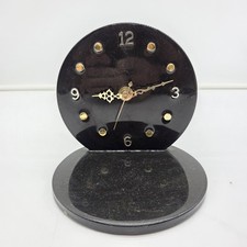 Vintage Black Stone Desk Clock w/ Gold Hands Takane Quartz USA – Untested As-Is picture