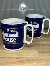 2 Vintage NOS Maxwell House Coffee Advertising Plastic Mugs Dash Mount with Lid picture