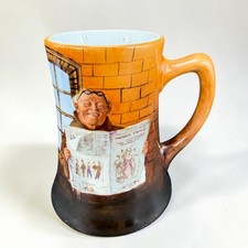 Antique J P L France Limoges Monk Reading Newspaper Mug Tankard 1909 5.5in picture