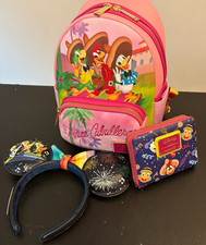 LOUNGEFLY DISNEY ARCHIVES EXCLUSIVE THREE CABALLEROS BACKPACK + WALLET + EARS picture