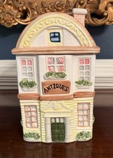 House Shaped Ceramic Canister Jar w/ Lift Off Lid