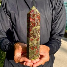 1.24LB Natural Dragon Blood Stone Crystal Quartz Tower Wand Point Faceted picture