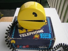 Vintage Pac Man Telephone w/Box & Instructions 1980 Valu-Tel Landline picture