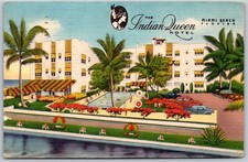 Postcard FL Miami Beach Florida Indian Queen Hotel Linen PS2E picture