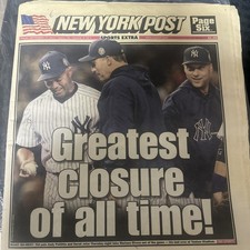 NY Post Newspaper 9/27/2013 Mariano Rivera Retires No Mo Mo, Greatest Closure picture