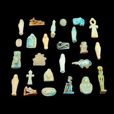 RARE OLD Unique Collection Set 25 Antique Faience/Stone,Ancient Egyptian Amulets picture