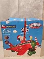 Gemmy Peanuts SANTA SNOOPY & WOODSTOCK AIRPLANE Holiday Inflatable SEALED picture
