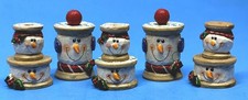 Set of 5 Eddie Walker Snowman Spools - Unique Set - Midwest of Cannon Falls picture