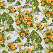 Vtg 70s Cannon Mills Uncut Factory Fabric Summer Scene Poppies 7.4 Yd x 84
