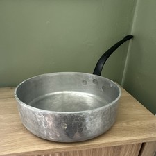 VINTAGE 1970S FRANCE HAMMERED ALUMINUM IRON HANDLE POT PAN - MATFER BOURGEAT picture