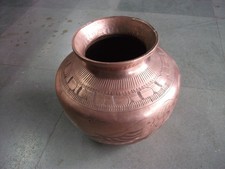 Vintage Copper Handcrafted Engraved Unique Shape Solid Water Pot,Rich Patina picture