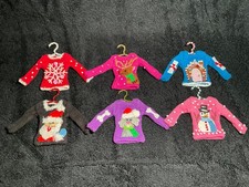 6x-VTG Quacker Factory Mini Christmas Sweater Ornaments Handmade & Beaded picture