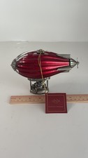 Lenox 2000 Santa's Voyage Blimp Christmas Ornament Red Glass and Pewter picture