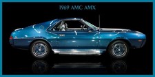 1969 Custom AMC AMX in Blue NEW Sign: 9x18
