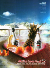 Malibu Caribbean Rum 2000 Peach on Malibu Beach Vintage Print Ad Bar Mancave picture