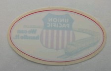 Vtg 1970s Union Pacific Railroad Oval Sticker - We Can Handle It - 4