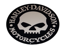 VINTAGE HARLEY DAVIDSON MOTORCYCLES SKULL π1' PORCELAIN METAL GASOLINE OIL SIGN picture
