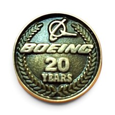 Vintage Boeing Company 20 Years Employee Service Award Lapel Pin 1/10 10K GF picture