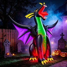 SEASONBLOW 9Ft Long Halloween Inflatable Giant Fire & Ice Dragon Decoration picture