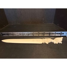 Vintage Carved Figural Letter Opener Cream Hand Carved Desk Accessory 9 Inch picture