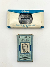 Vintage King Gillette Blue Razor Blades and Gillette Super Blades in Metal Case picture