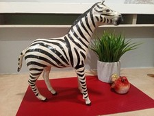 Vintage Zebra Paper Mache Animal Figurine African Safari Statue 12.5 inches tall picture