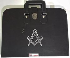 Masonic Regalia Square Compass Apron & Chain Collar Case Deluxe Set Freemason picture