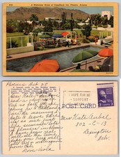 Camelback Inn Phoenix AZ 1952 Postcard Pool Scene Midwinter Curteich Linen picture