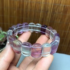 Natural Colored fluorite Bracelet Brown Gemstone Stretch Bracelet Handmade A4093 picture