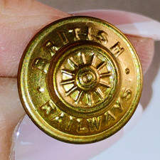 Authentic Vintage British Railways (BR) Uniform Button Pin T.R.A.I.N. Wheel picture