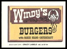 Wendy's Burgers 1979 Fleer Crazy Labels Card #33 (NM) picture