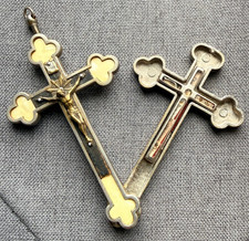 Rare Antique Catholic Relic Reliquary Crucifix Cross Pendant Pectoral Church picture
