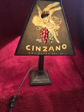 VINTAGE CINZANO BRUT WINE ITALIAN ART POSTER LAMP with METAL  SHADE - RARE picture