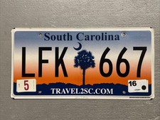 VINTAGE SOUTH CAROLINA LICENSE PLATE SUNRISE/ PALMETTO RANDOM LETTERS/NUMBERS picture