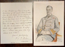 Admiral Sir Frederick C T Tudor (1863-1946) Signed Letter & WWI Portrait Print * picture