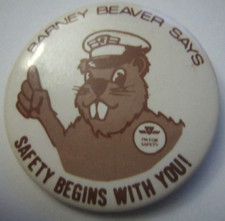 Toronto Transit Comm TTC Barney Beaver Safety Begins with you Pinback/Button   picture