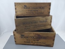3 Boyd's Bear Collection Display Case Wooden Crate Boxes picture
