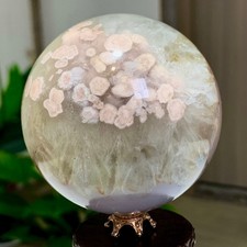 425G Natural Sakura Flower Agate QUARTZ Sphere Crystal Ball Reiki Healing picture