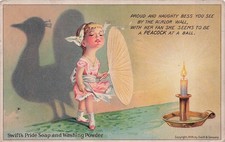 Swifts Pride Soap Advertising Sassy Girl Peacock Shadow Vtg Postcard I24 picture