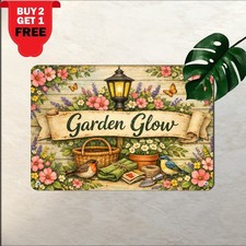 Rustic Garden Floral Wildlife Metal Sign Beautiful Backyard Nature Wall Plaque picture