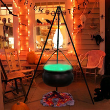 Halloween Decorations Outdoor Large Witches Cauldron On Tripod With Black New picture