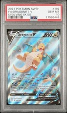 Dragonite V Evolving Skies 192/203 SWSH PSA GM 10 Hot Pack picture
