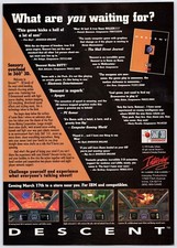 Descent - PC Game - Vintage Original Print Ad/Poster - Promo Art 1995 picture