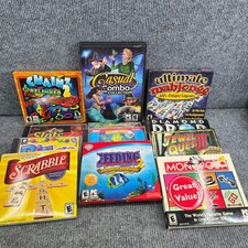 PC CD-ROM Collection Scrabble Monopoly Mahjong Pop Cap Lot of 12 Resurfaced picture